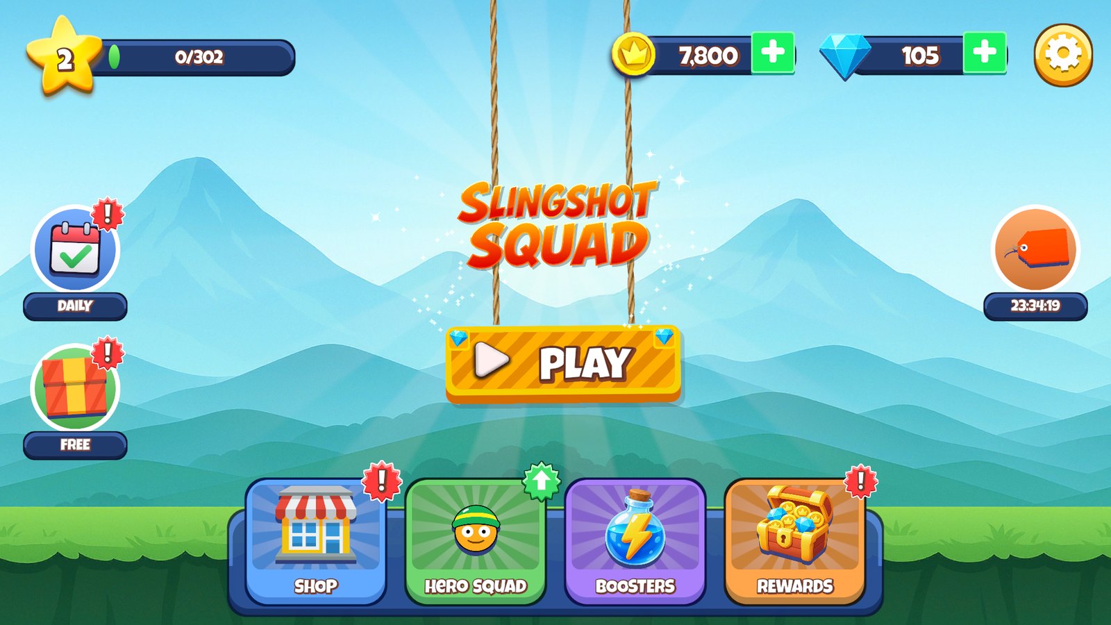 Main menu of the template